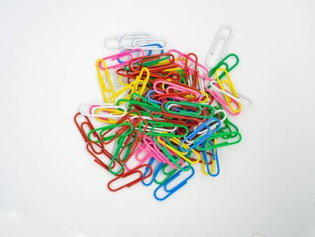 Colorful PaperClip,Cluster isolated on white backgroundの写真素材