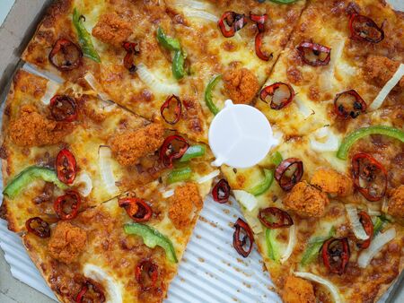 Pizza,In the box,Happy lunch,Fast Food,Fat,Dangerous Eat,Chees,meal,delicious,Close upの写真素材