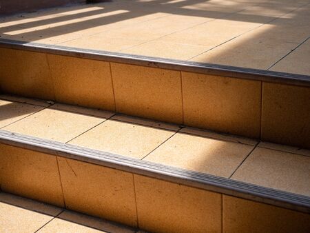 Staircase with sunlight in the morning,Pattern on texture,At Sri Nakhon Khuean Khan Park and Botanical Garden in Bangkok Thailandの写真素材