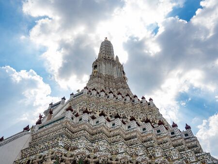 Beautiful old architecture designed by Thai people,Temple name is Wat Arun Ratchawararam Woramahaviharn at Bangkok Thailandの写真素材