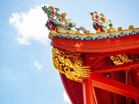 Chinese architecture Color Red and Golden in Bang Pa In Royal Palace Ayutthaya Thailand,Chinese...