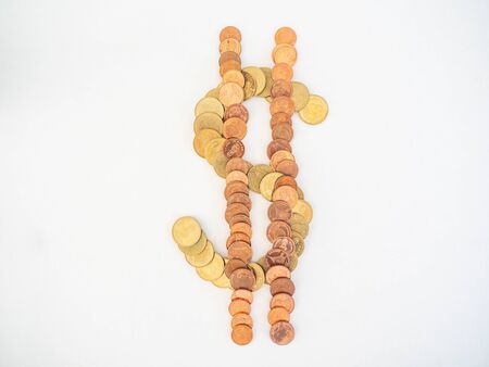 Thai Baht Coins colors Gold set in the Shape dollar,Is the currency of Thailand.For business...