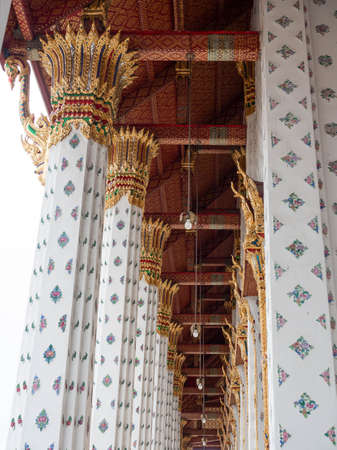 Inside the hallway of Wat Arun, showing the work of the Thai architecture Council. Location:...