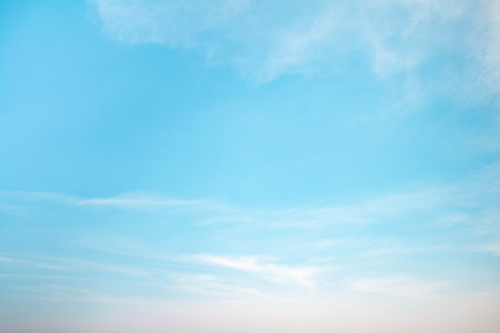 Blue sky On a clear day, there are white clouds and a beautiful blue sky.の写真素材