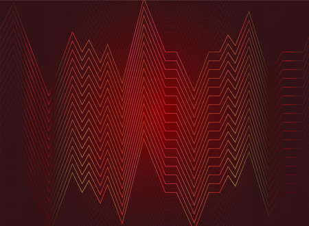 The lines of the ECG graph are arranged in a continuous wave pattern. and the gradation of red tones on the background of redのイラスト素材