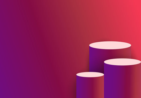 3d background products with tall spheres with red gradients. There are many sizes for displaying products. background red To increase the prominence of the products that are placedのイラスト素材
