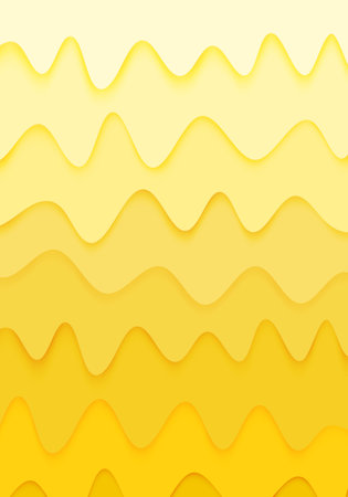 Background Paper Cut wavy cheese shape overlapping several layers and yellow gradation like the ooze of cheeseのイラスト素材