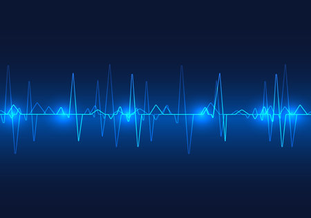 Overlapping heart waves It is a medical technology used to check the heart's rhythm changes. It is a background that can be used for medical communication so that the general public can understand.のイラスト素材