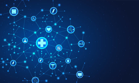 Combining technology with medicine Patients have access to treatment information to save their lives. Including information from doctors, types of drugs, illnesses, different diseases, and hospitalsのイラスト素材