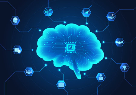 Smart technology of artificial intelligence brain that keeps commanding human controls to help make humans more comfortable Both in business, The industry is more advancedのイラスト素材