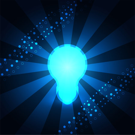 Light Bulb Technology Finding new ideas can use modern technology through the Internet with a variety of work ideas and quick solutions. to achieve goals quicklyのイラスト素材
