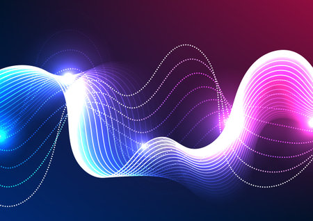 Abstract background technology Modern communication technology allows users to communicate long distances quickly. via the Internet signal network system Use lines to make waves overlapping.のイラスト素材