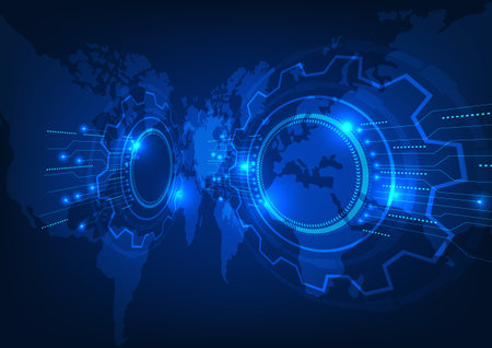World map technology background It conveys information through the internet network that can access information anywhere in the world. or doing international businessのイラスト素材