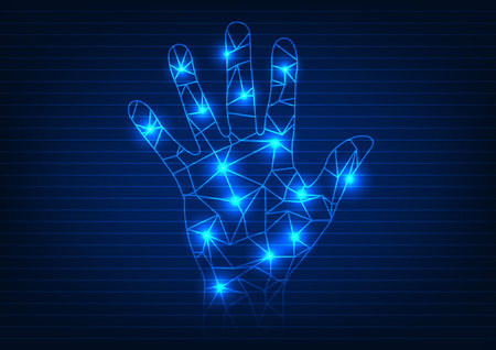 Fingerprint scanner technology background It is a technology that helps secure personal information. It is a technology that organizations use to protect corporate data. and internet networkのイラスト素材