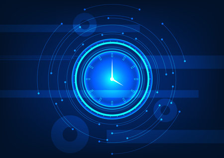 Time technology The back of the watch has a geometric element on the dial. Shows the time that determines the working hours within the organization to work towards the goals.のイラスト素材