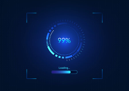 Technology background, Hi tech digital data loading screen via network Show data percentage status...