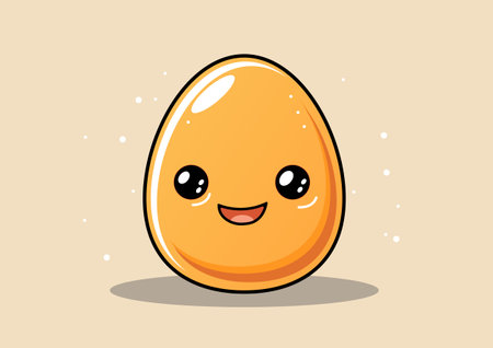 Cartoon vector illustration of a smiling chicken egg. This cheerful artwork captures the whimsical charm of a happy egg, perfect for cartoon illustrations and vector graphicsのイラスト素材