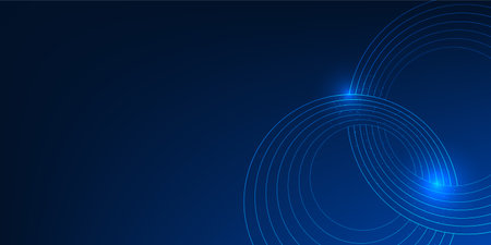 Abstract Technology Background with Overlapping Circular Layers, Digital Data Rings, Futuristic Network Design, Cyber Tech Structure, Modern Connectivity Visualizationのイラスト素材