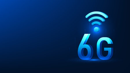 6G Technology Background with WiFi Icon on Top, Future Wireless Communication Concept, Next...