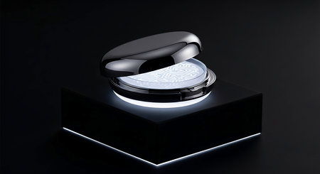 cosmetic cream in black box on black background. 3d renderingの素材