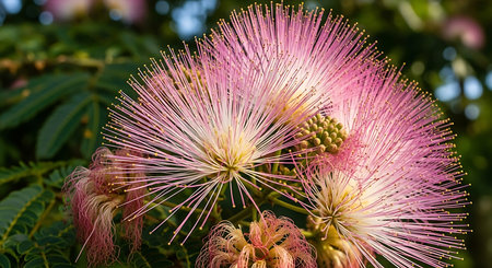 Albizia julibrissin, also known as silk tree, silk tree or silk tree.の素材