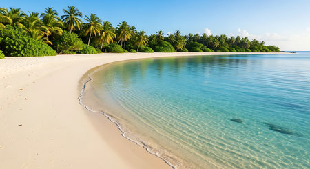 Beautiful tropical beach with coconut palm trees and turquoise seaの素材