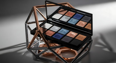 3d rendering of eye shadow palettes in a 3d cubeの素材