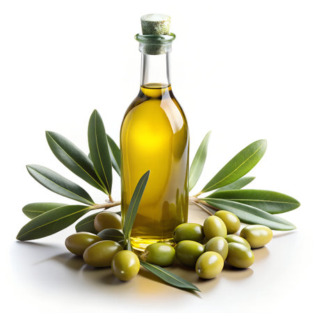 olive oil and olives isolated on white background, clipping path includedの素材