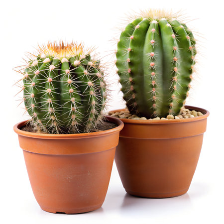 Cactus in pot isolated on white background, clipping path included.の素材