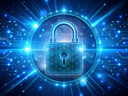 Cyber security concept. Protect mechanism, system privacy. Vector illustrationの素材