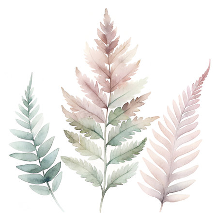 Watercolor leaves set. Hand painted illustration isolated on white background.の素材