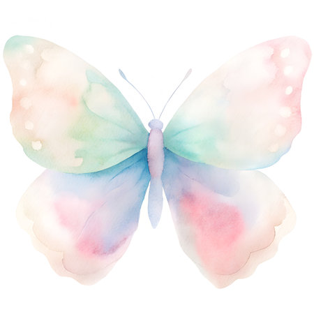 Watercolor butterfly isolated on white background. Hand drawn watercolor illustration.の素材