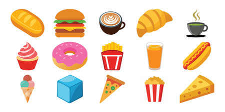 fast food icon set over white background vector illustration. colorful design.のイラスト素材