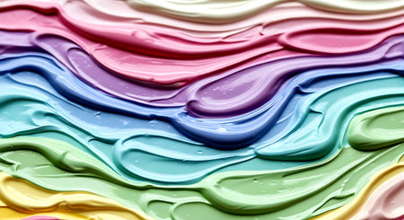 Abstract background of colorful acrylic paint splashes close-up macro photographyの素材
