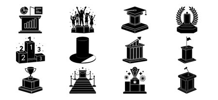 Graduation icons set. Simple set of graduation vector icons for web design on white backgroundのイラスト素材