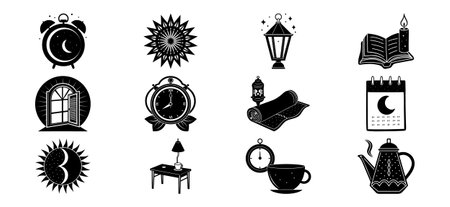 Alarm clock icons set. Simple set of alarm clock vector icons for web design on white backgroundのイラスト素材