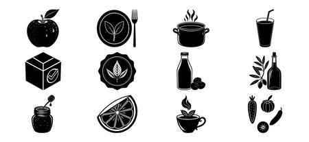 Food and drink icons set. Simple illustration of food and drink vector icons for webのイラスト素材