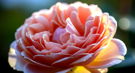 Closeup of a beautiful pink rose with water drops on petalsの素材