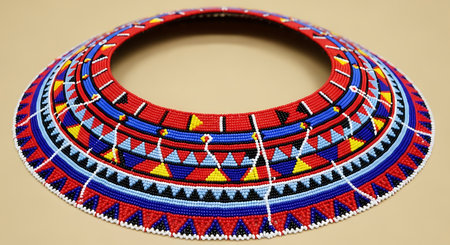 Beaded necklace in the form of a circle with a patternの素材