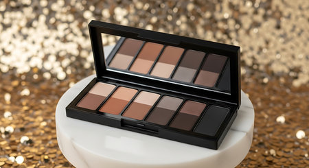 Cosmetic set of eyeshadow palette on white background 3d renderingの素材