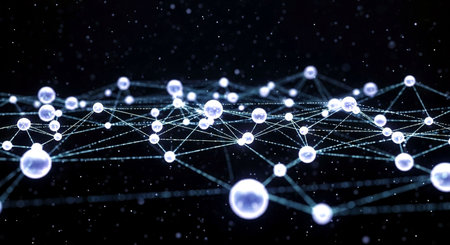 3D rendering of abstract digital background with connecting dots and lines. Network conceptの素材