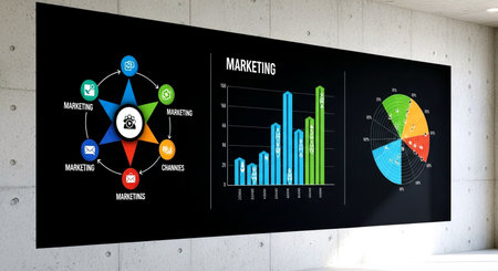Marketing strategy concept drawn on a billboard. 3D rendering.の素材