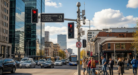 Traffic light in Amsterdam. Amsterdam is the capital and most populous city of the Netherlands.の素材
