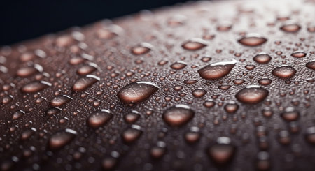 Water drops on the surface of a black background. Macro photography.の素材