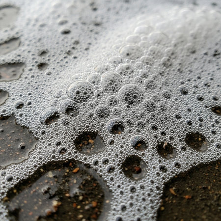 Soap foam with bubbles close-up. Abstract macro background.の素材