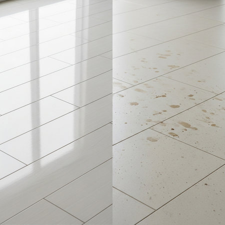 White tile floor texture background. Floor tile pattern for interior design and decoration.の素材