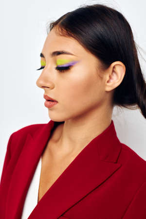 beautiful brunette attractive look glamor cosmetics fashion studio model unalteredの写真素材