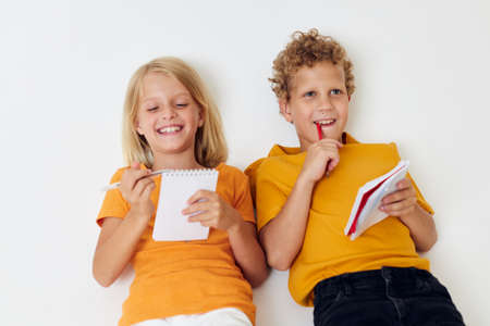 Small children childhood entertainment drawing isolated background unalteredの写真素材