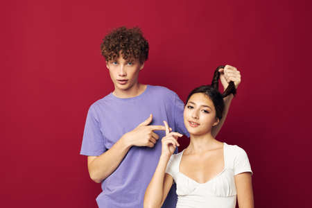 guy holding a girl by the pigtail Friendship fun