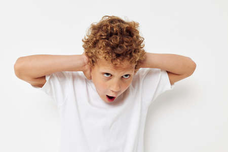 funny children hug friendship boy and girl togetherの写真素材